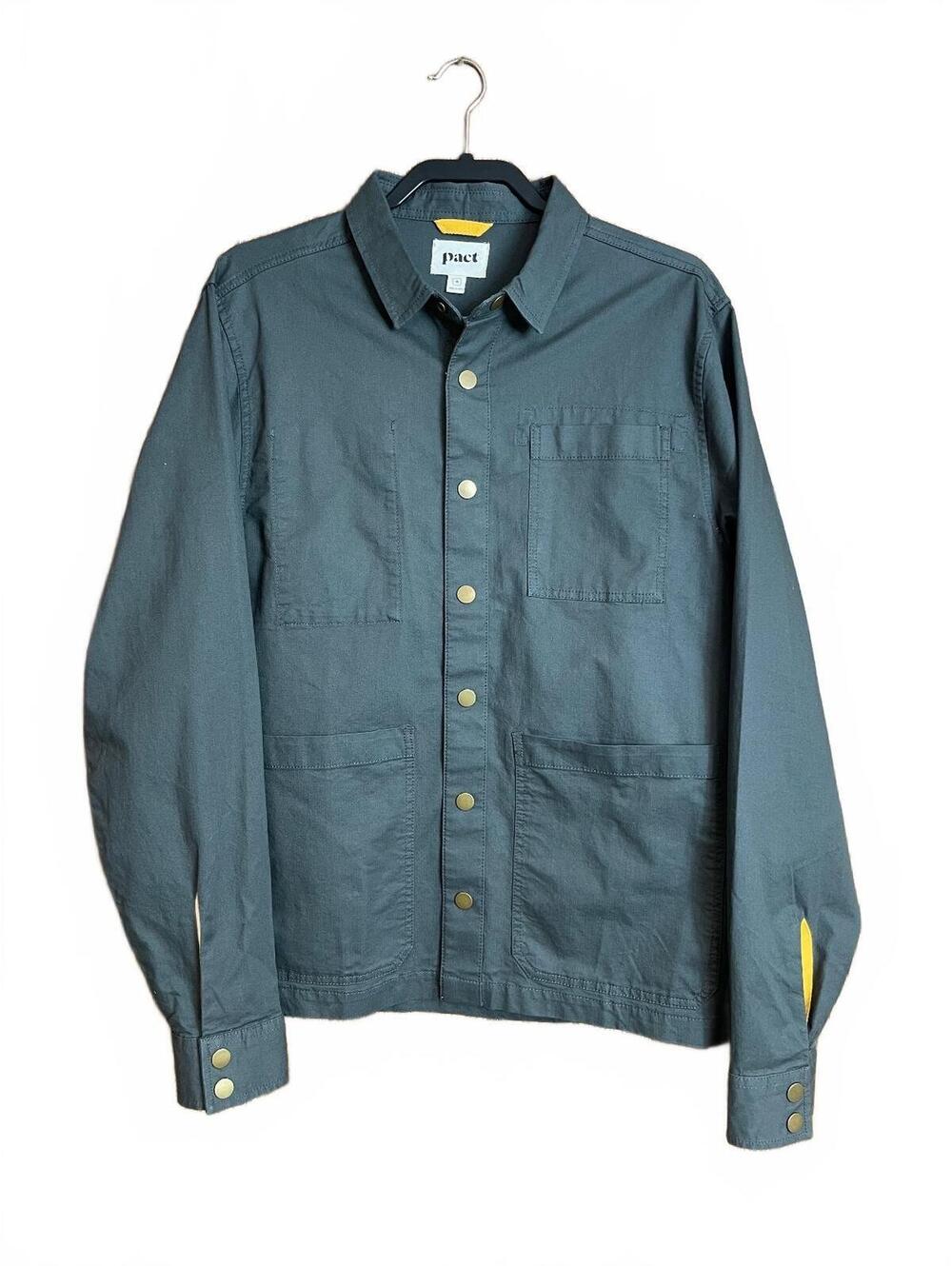 Pact organic cotton canvas snap front utility jacket medium